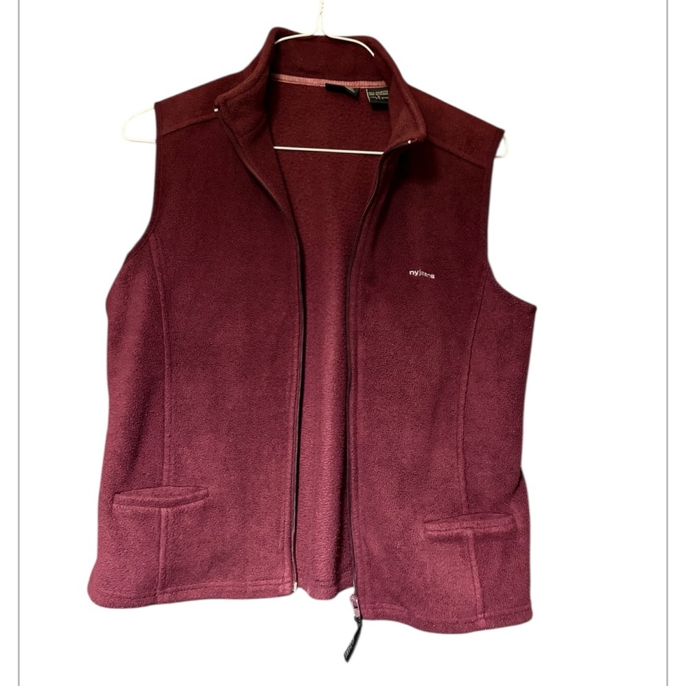 New York & Co VTG 1990's Fleece Vest Burgundy Zip-Up Women’s Large